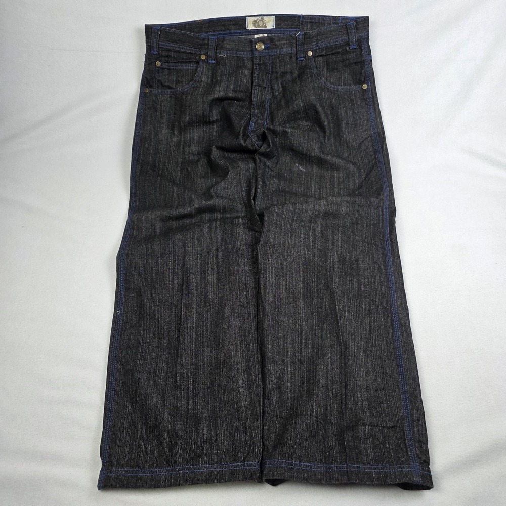 Vintage Y2k Rich Kids Baggy Jeans Mens 44x32 Black Skater Grunge Wide Leg